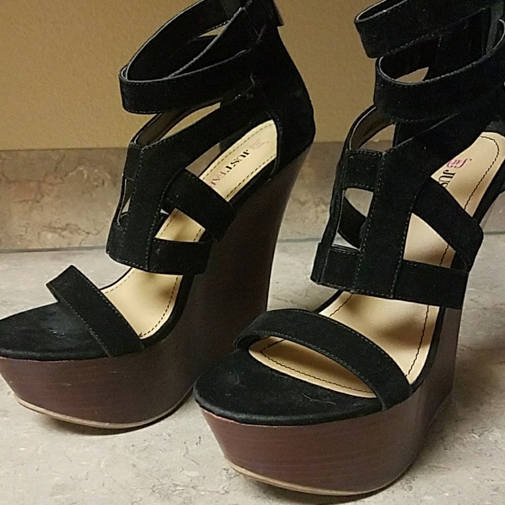Just fab strappy wedge heels